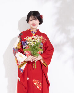 成人式前撮り　フォトスタジオ21 当店の振袖です。