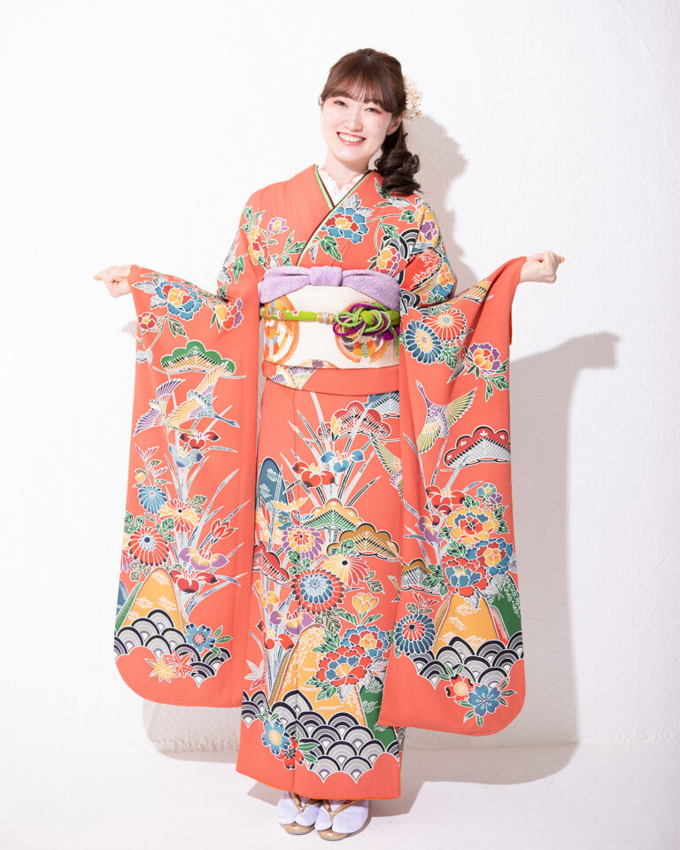 5.桃色紅型花鳥文