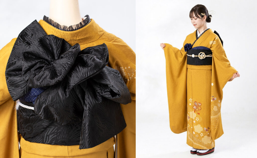 7.芥子色駒刺繍舞花文