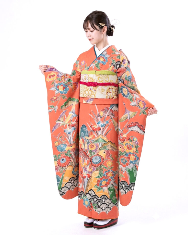 11.桃色紅型花鳥文